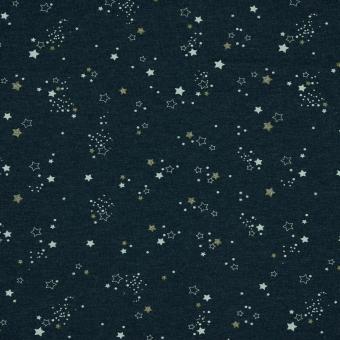 Jerseystoff Star glitzer Stern dunkelblau 