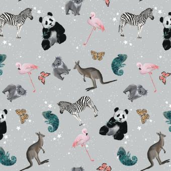 Jerseystoff Panda & Friends Biostoff grau 