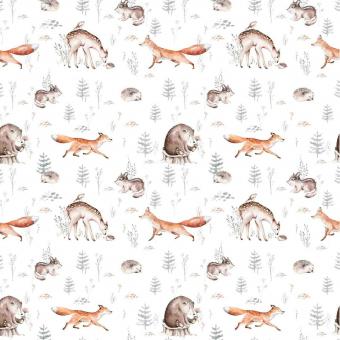 Jerseystoff Waldfreunde French Terry weiß 