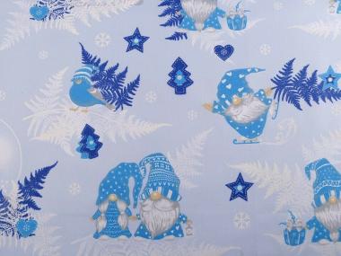 Baumwollstoff Weihnachtspaar royal eisblau 