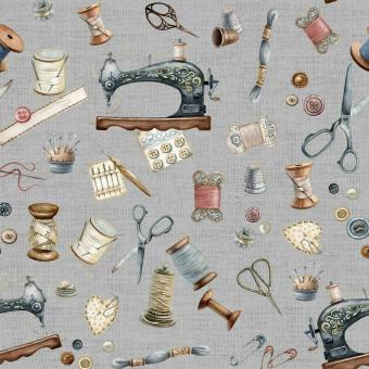 Canvas Digital Baumwollstoff NÄHEN grau 