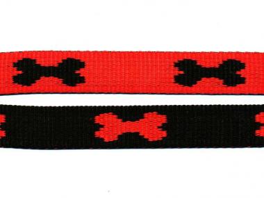 Gurtband 25mm Knochen rot-schwarz 