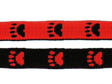 Gurtband 20mm Pfoten rot-schwarz 