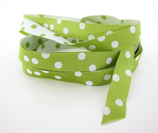 Punkteband, lime-weiß 