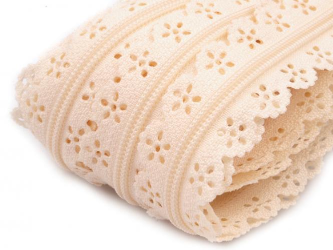 endlos Reißverschluss Spitze beige 