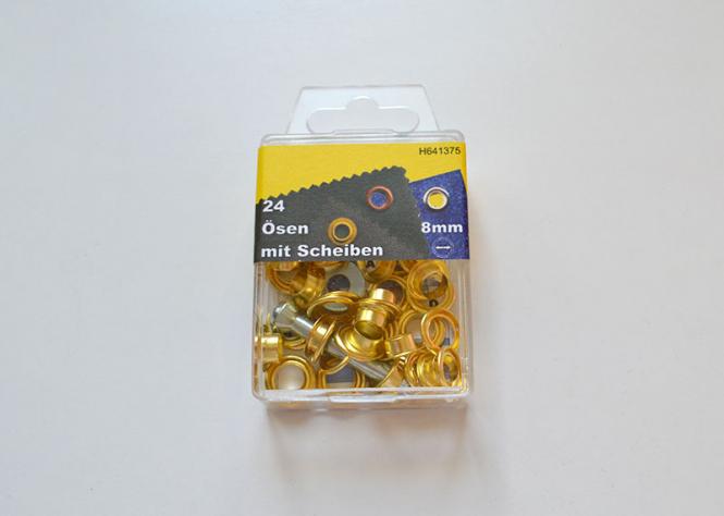 24 Ösen 8mm gold 