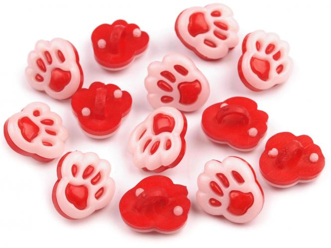 10 Knöpfe Pfoten/Tatzen rot 
