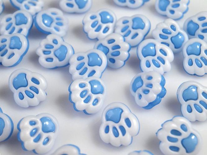 10 Knöpfe Pfoten/Tatzen Blau 