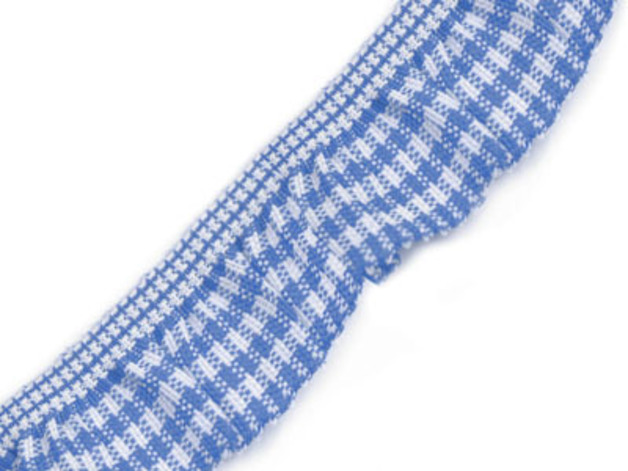 Rüschengummi kariert blau 