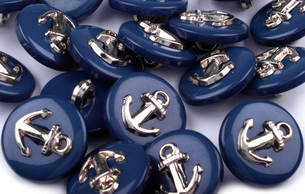 5 Knöpfe Anker blau 