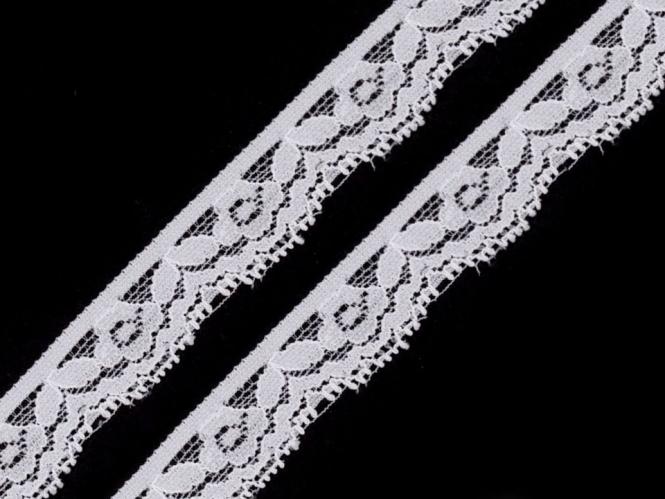 Spitze elastisch Breite 20 mm weiß 