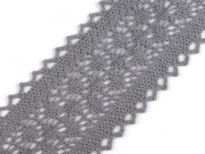 Klöppelspitze Baumwolle Breite 63 mm grau 