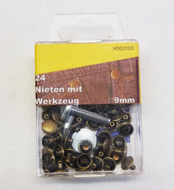 24 Nieten Ø9 mm messing 