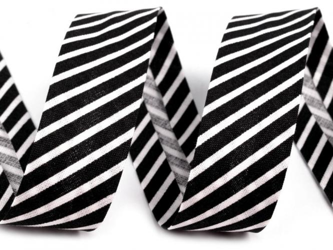 Baumwollschrägband gestreift schwarz 