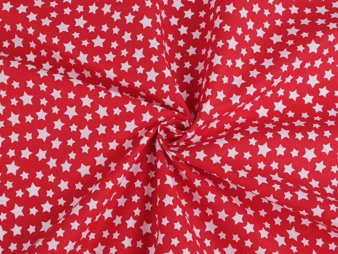 Baumwollstoff mit Sternen rot-weiss 