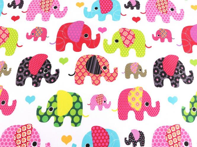 Baumwollstoff Elefanten Elefantenstoff pink 