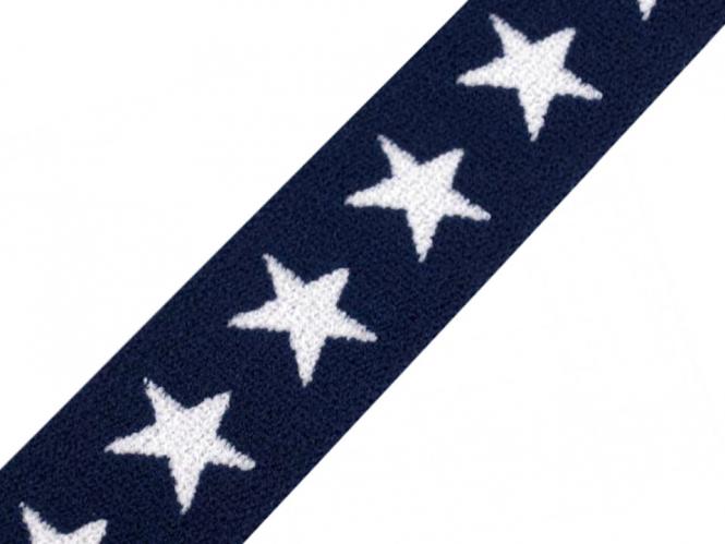 2/10/30m Sternengummi 20mm dunkelblau-weiss 