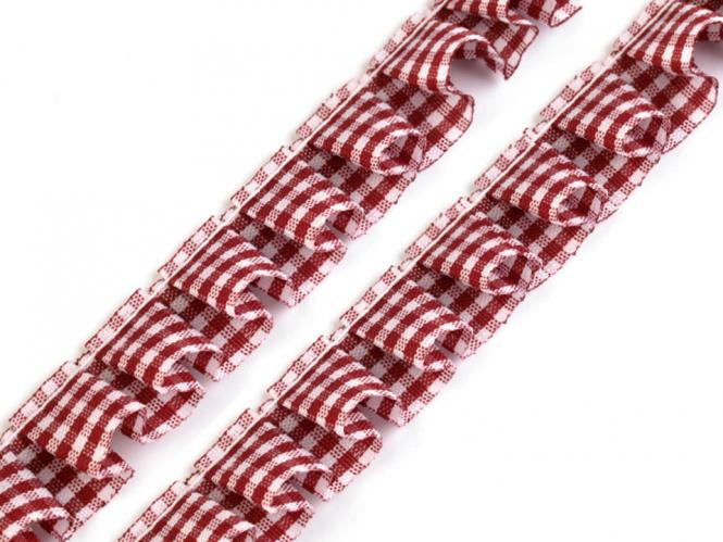 Rüschenborte kariert bordeaux 