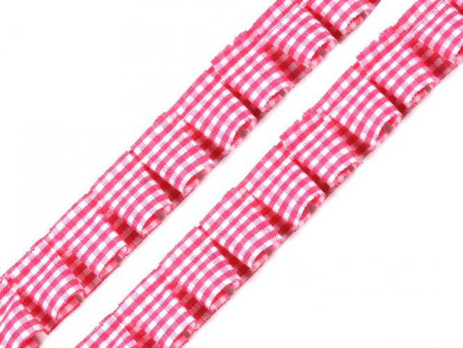 Rüschenborte kariert pink 