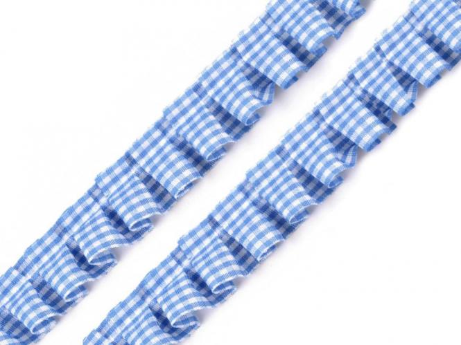 Rüschenborte kariert blau 