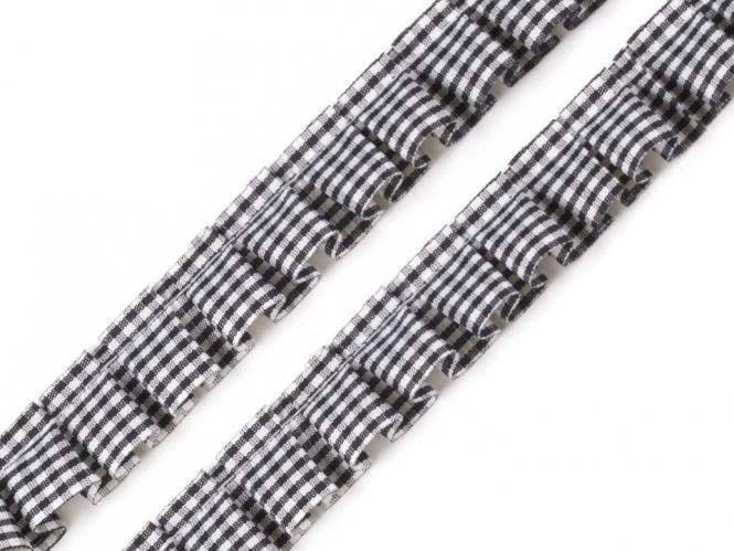 Rüschenborte kariert schwarz 