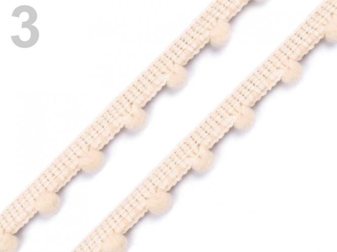Pomponborte 7mm beige 
