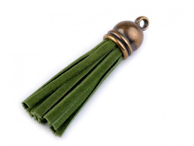 Fransen Länge 48 mm messing grün 