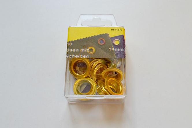 10 Ösen 14mm gold 