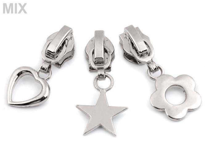 Zipper für 5mm RV silber Blume 10 Stück