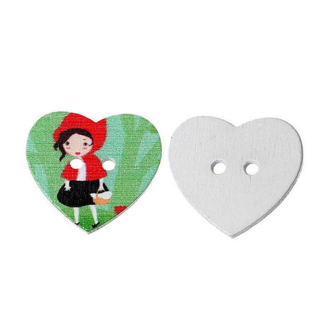 5 Holzknöpfe Rotkäppchen 