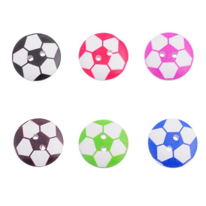 10 Holzknöpfe Fußball Mix 