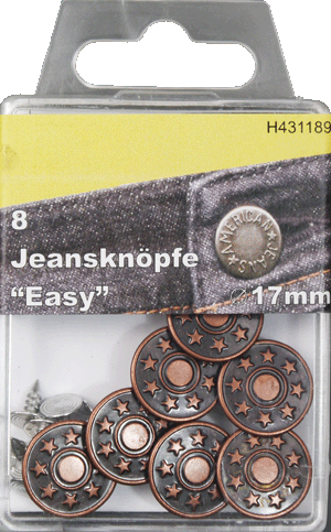 8 Jeansknöpfe 17mm kupfer 