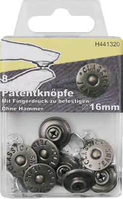 8 Patentknöpfe 16mm altsilber 