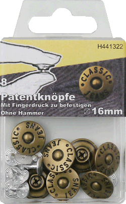 8 Patentknöpfe 16mm messing 