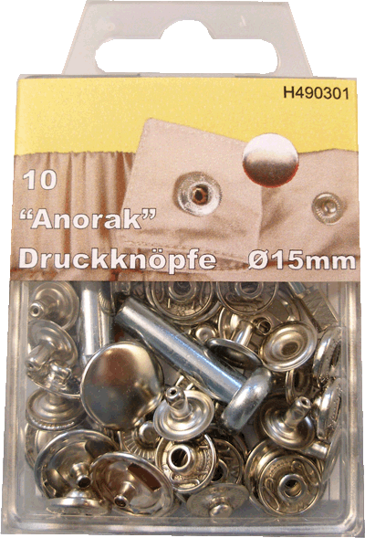 10 Anorakknöpfe 15mm silber Jackenknopf 