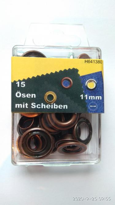15 Ösen 11mm kupfer 