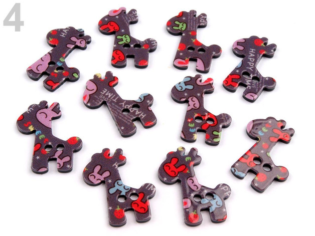 10 Knöpfe Giraffen bedruckt 