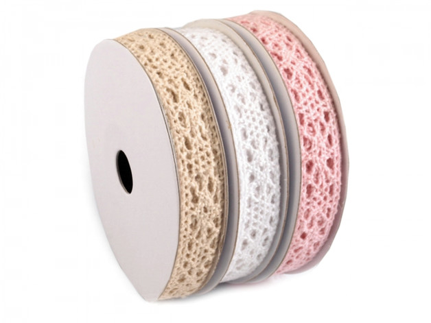 3 x 5m Baumwollspitze Breite 13mm rwb 