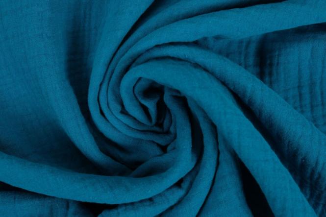 Double Gauze Baumwolle Musselin uni petrol 