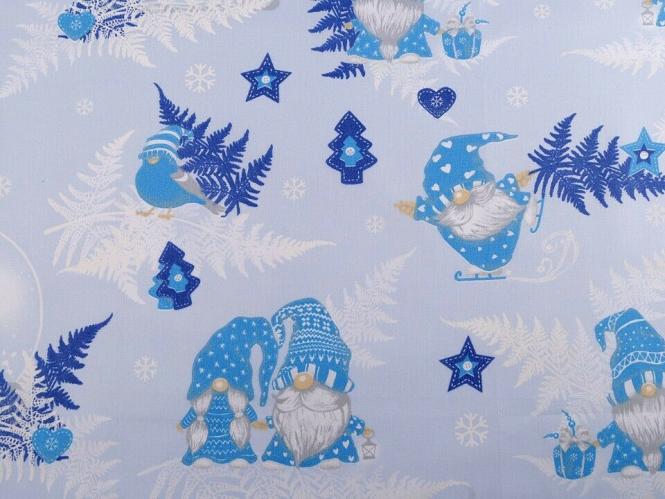 Baumwollstoff Weihnachtspaar royal eisblau 