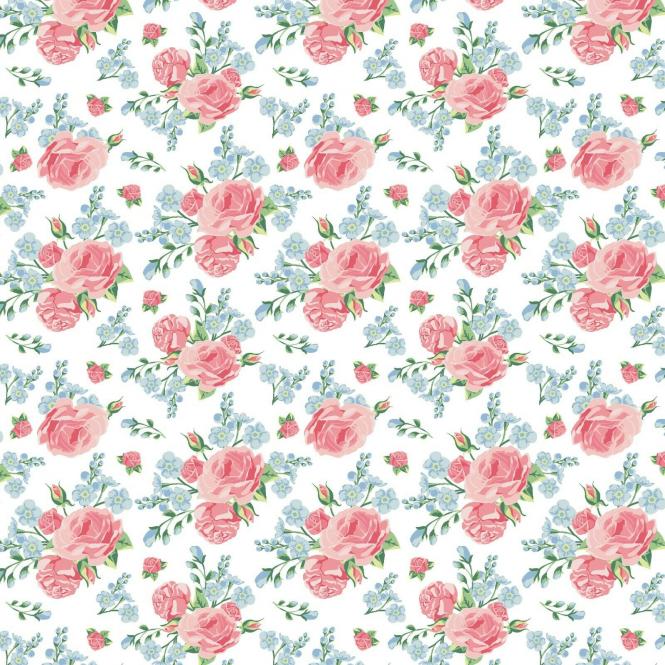 Baumwollstoff Rosenmuster weiß Popeline 