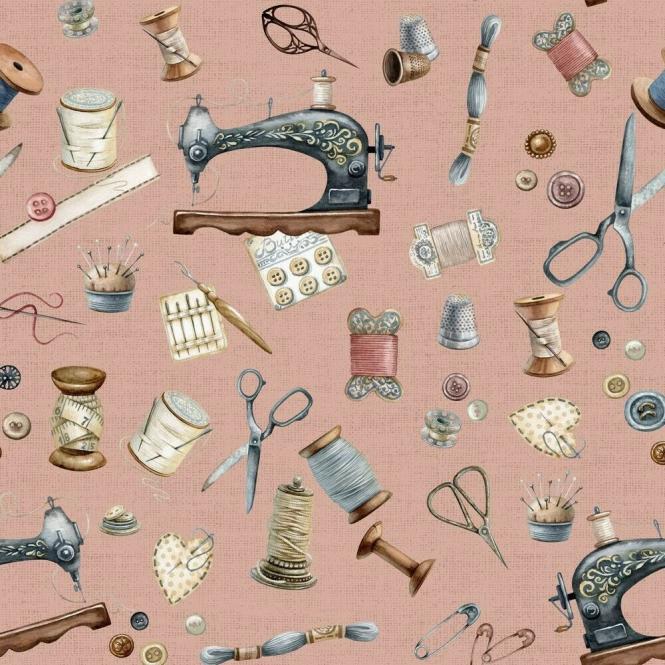 Canvas Digital Baumwollstoff NÄHEN rosa 