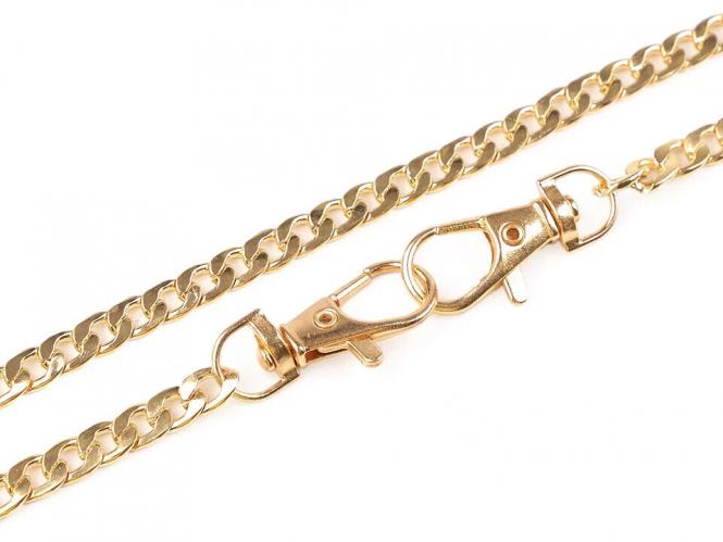 Taschenkette mit 2 Karabinern flach in gold 