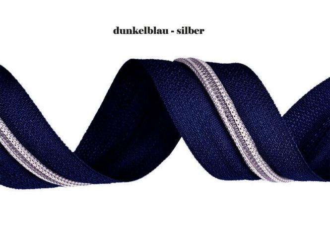 Reißverschluss 5mm dunkelblau silber 