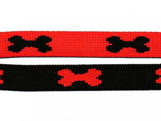 Gurtband 25mm Knochen rot-schwarz 