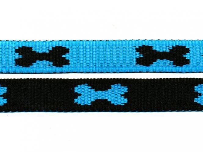 Gurtband 25mm Knochen türkis-schwarz 