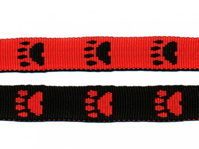 Gurtband 20mm Pfoten rot-schwarz 