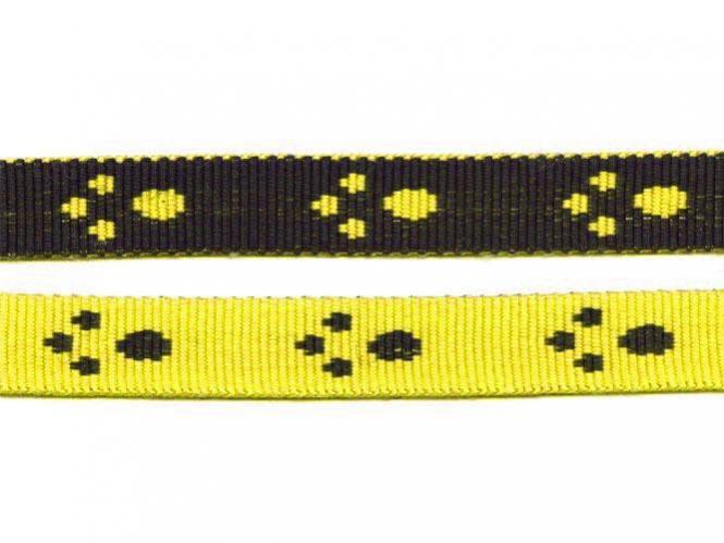 Gurtband 15mm Pfoten gelb-schwarz 
